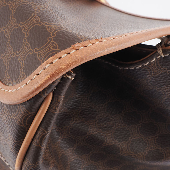 CELINE Old Boston Bag Brown PVC Leather Macadam - Picture 7 of 13